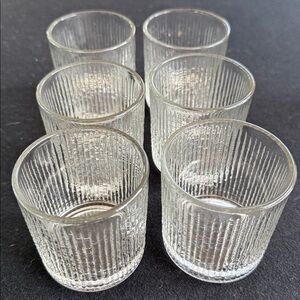 Vintage Jeannette Finlandia Tree Bark Clear Rippled Lowball Glasses Set of 6